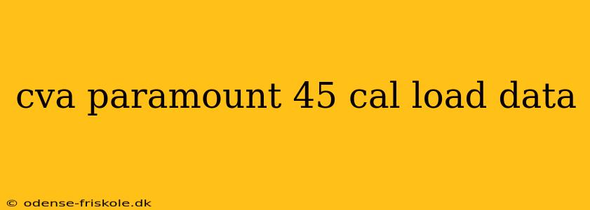 cva paramount 45 cal load data