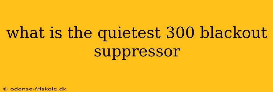 what is the quietest 300 blackout suppressor